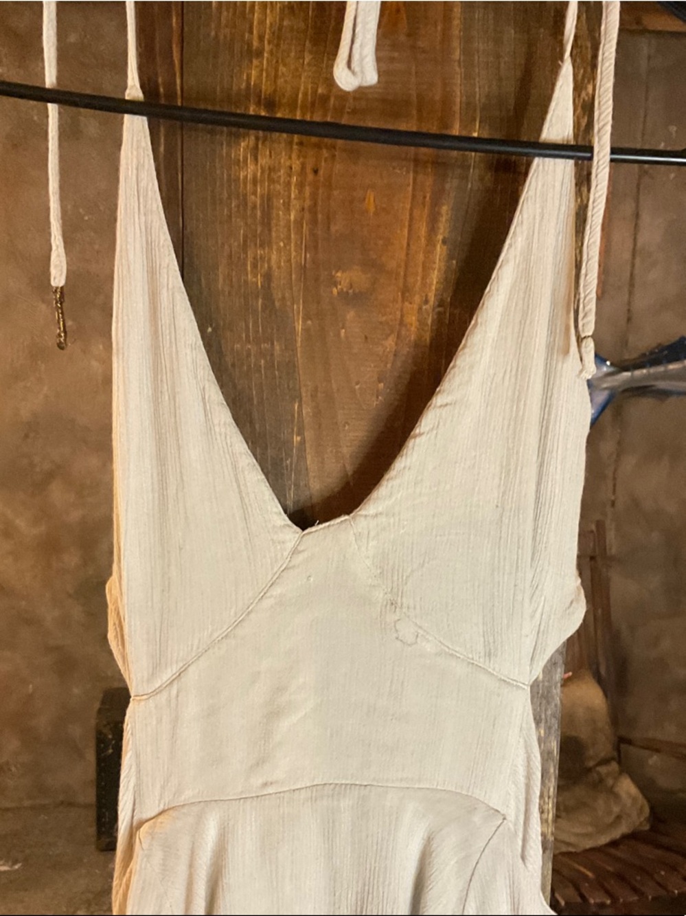 Free People Cream High-Low Ruffle Halter Dress - Picture 4 of 5